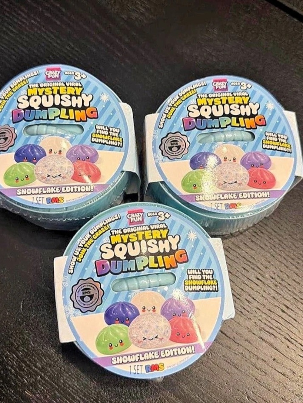 Crazy Fun The Original Mystery Squishy Dumpling Snowflake Edition 3-Pack
